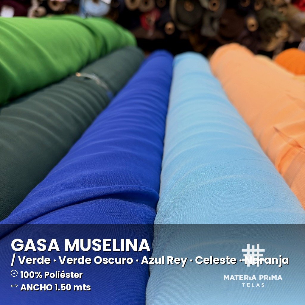 Gasa Muselina Verde-Azul-Naranja editada Gasa Muselina - Imagen 1